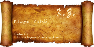 Kluger Zalán névjegykártya